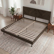 Chevron Hevea Wood Platform Bed