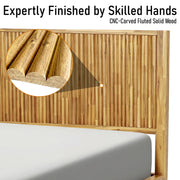 Fluted Acacia Wood Bed Frame
