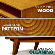Close-up of handmade construction and surface detail — Carved Rubberwood Storage Coffee Table