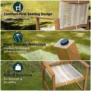 Rope-Woven Eucalyptus Outdoor Armchair