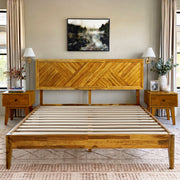 Chevron Parquet Solid Wood Bed Frame