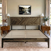 Chevron Parquet Solid Wood Bed Frame