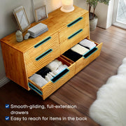 Carved Hevea Wood Six-Drawer Dresser — alternate angle showing full form