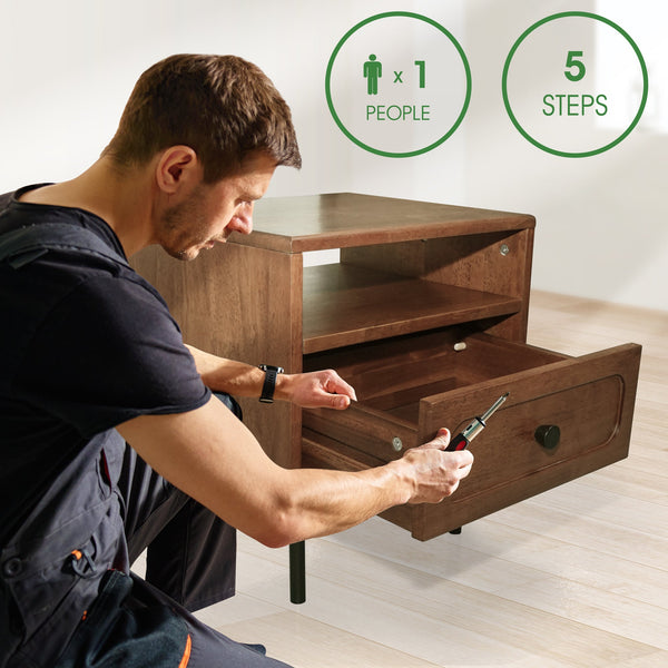 Solid Wood Single-Drawer Nightstand