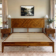Chevron Parquet Solid Wood Bed Frame