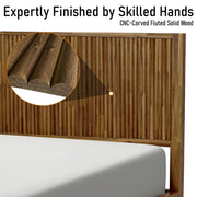 Fluted Acacia Wood Bed Frame