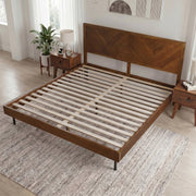 Chevron Hevea Wood Platform Bed