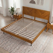Chevron Hevea Wood Platform Bed