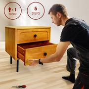 Hevea Wood 2-Drawer Nightstand