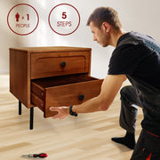 Hevea Wood 2-Drawer Nightstand
