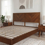 Chevron Hevea Wood Platform Bed