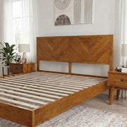 Chevron Hevea Wood Platform Bed