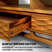 Carved Rubberwood Storage Coffee Table — scale reference and proportion detail