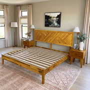Chevron Parquet Solid Wood Bed Frame
