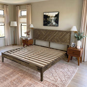 Chevron Parquet Solid Wood Bed Frame