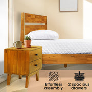 Two-Drawer Solid Wood Nightstand