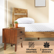Two-Drawer Solid Wood Nightstand