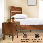 Two-Drawer Solid Wood Nightstand