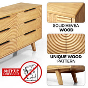 Carved Hevea Wood Six-Drawer Dresser — alternate view or variant option