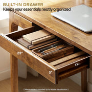 Rubber Wood Writing Desk with Drawers — scale reference and proportion detail