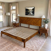 Chevron Parquet Solid Wood Bed Frame