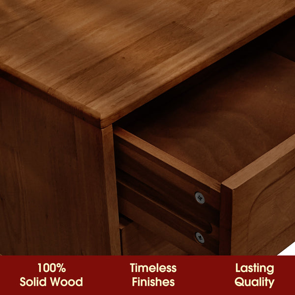 Close-up of material and construction detail — Solid Wood 2-Drawer Nightstand