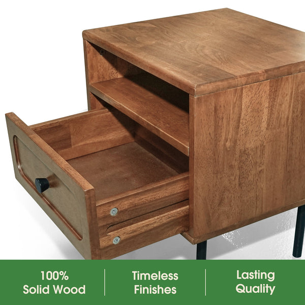 Solid Wood Single-Drawer Nightstand