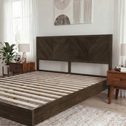 Chevron Hevea Wood Platform Bed