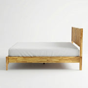 Fluted Acacia Wood Bed Frame — close-up of label and production detail