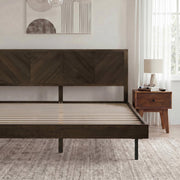 Chevron Hevea Wood Platform Bed