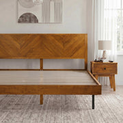 Chevron Hevea Wood Platform Bed