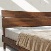 Slatted Wood-Grain Platform Bed Frame — styled in a complete room vignette