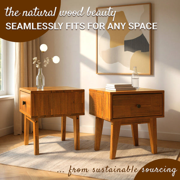 Mid-Century Wood-Grain Nightstand