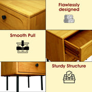 Hevea Wood 2-Drawer Nightstand