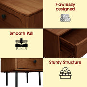 Hevea Wood 2-Drawer Nightstand