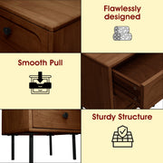 Hevea Wood 2-Drawer Nightstand