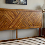 Chevron Parquet Solid Wood Bed Frame