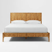 Fluted Acacia Wood Bed Frame — styled in a complete room vignette