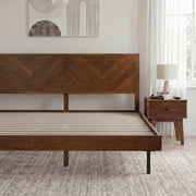 Chevron Hevea Wood Platform Bed