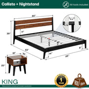 Acacia Wood-Grain Platform Bed Frame — additional product view 23