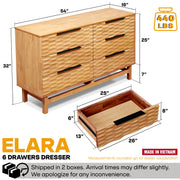 Close-up of material and construction detail — Wave-Front Solid Wood Six-Drawer Dresser