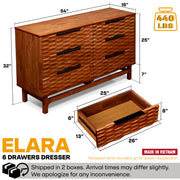 Wave-Front Solid Wood Six-Drawer Dresser — alternate angle showing full form