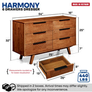 Carved Hevea Wood Six-Drawer Dresser — additional product view 21