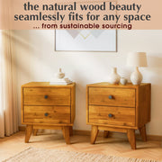 Two-Drawer Solid Wood Nightstand