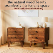 Two-Drawer Solid Wood Nightstand