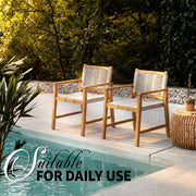 Rope-Woven Eucalyptus Outdoor Armchair