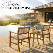 Rope-Woven Eucalyptus Outdoor Armchair Set