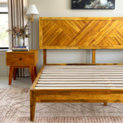 Chevron Parquet Solid Wood Bed Frame
