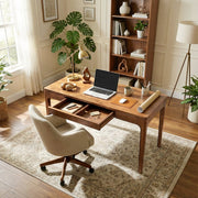 Rubber Wood Writing Desk with Drawers — detail of finish and surface variation