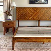 Chevron Parquet Solid Wood Bed Frame